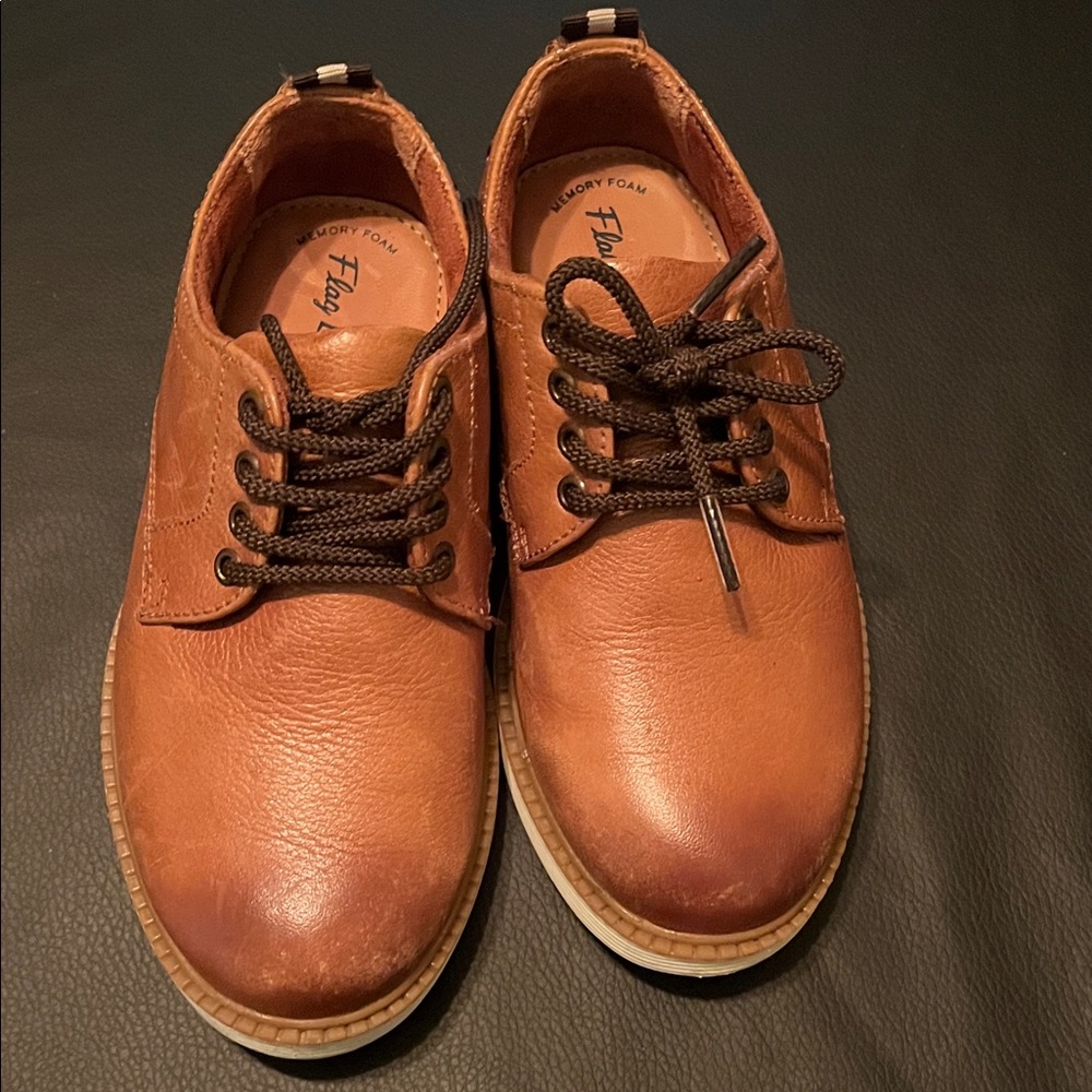 Tan Leather Oxfords Dress Shoes Size 10 Toddler - Picture 2 of 3